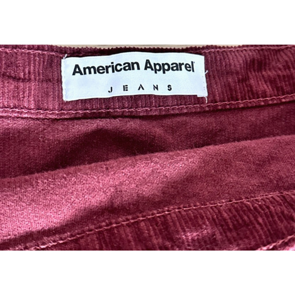 American Apparel Burgundy Corduroy Skater Circle Side Snap Mini Skirt Medium Y2K - Picture 8 of 8
